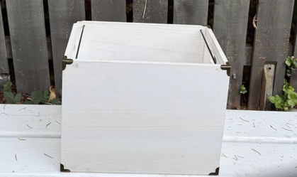 White Decorative Storage Box with Metal Corners