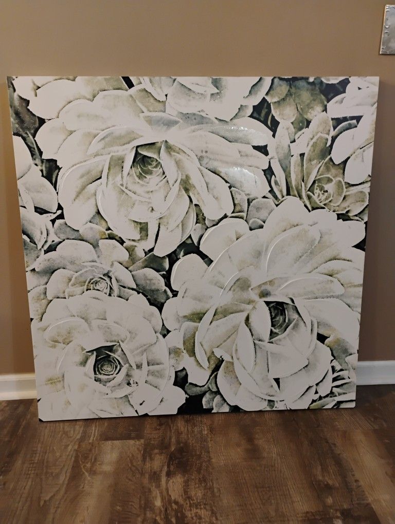 Set of 2 Large Floral Canvas Prints – $80 (for both)