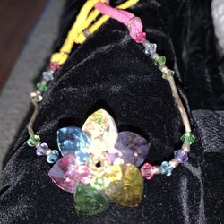 Silver Bracelet Multicolor Crystals