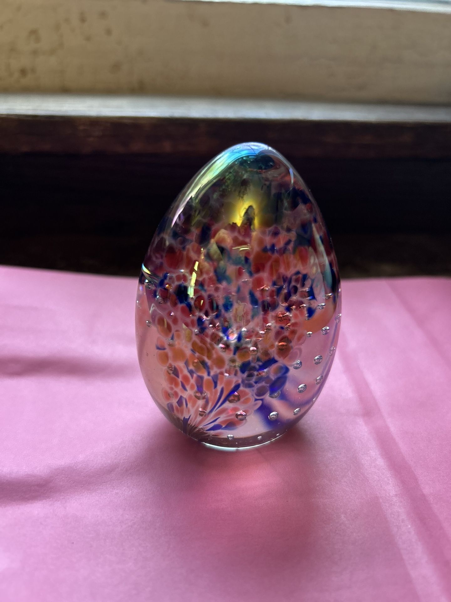 Glass Eye Studio GES Bubble Iridescent Egg Paperweight