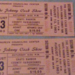 Unused, Mint 1983 Johnny Cash Concert Tickets