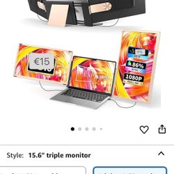 S6 laptop screen extender monitor, 15.6 inch dual screen monitor for laptop Plug and Play, FHD 1080P IPS Multi Triple Monitor for laptops from 13 to 1