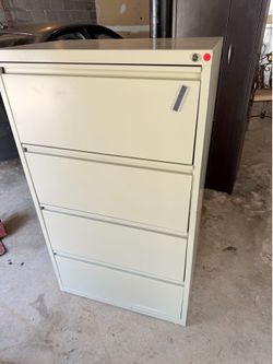 4-Drawer Lateral File Cabinet — Putty/Cream, Locking