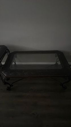 Glass Top Wrought Iron Coffee Table