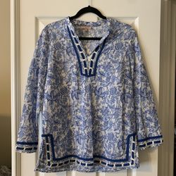 Saint Tropez Blue and White Tunic Style Top