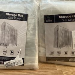 85% OFF BRAND NEW SEALED EXTRA LARGE GARMENT RACK COVERS.  HEAVY DUTY PLASTIC WITH ZIPPERS.  2 FOR $15👗🥋👚🧣