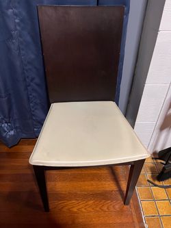 Modern Dining Chair Dark Wood White Seat