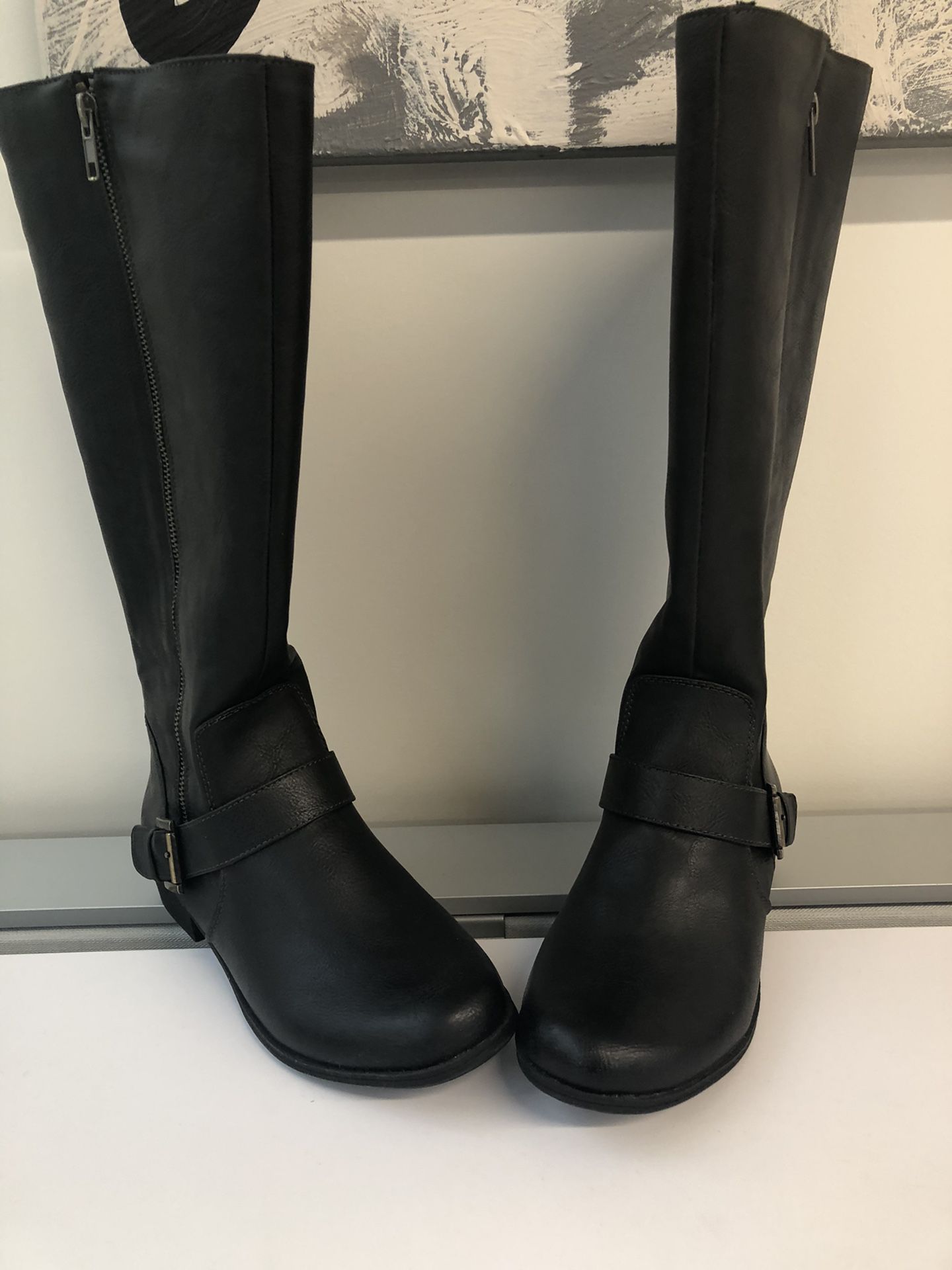 New Aerosoles brand leather tall black boots, size 7.5