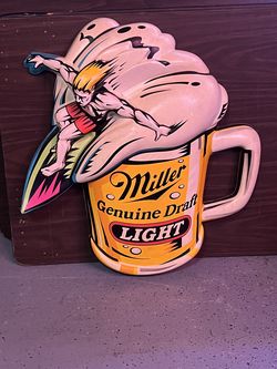 Surfer plastic 3d miller beer sign