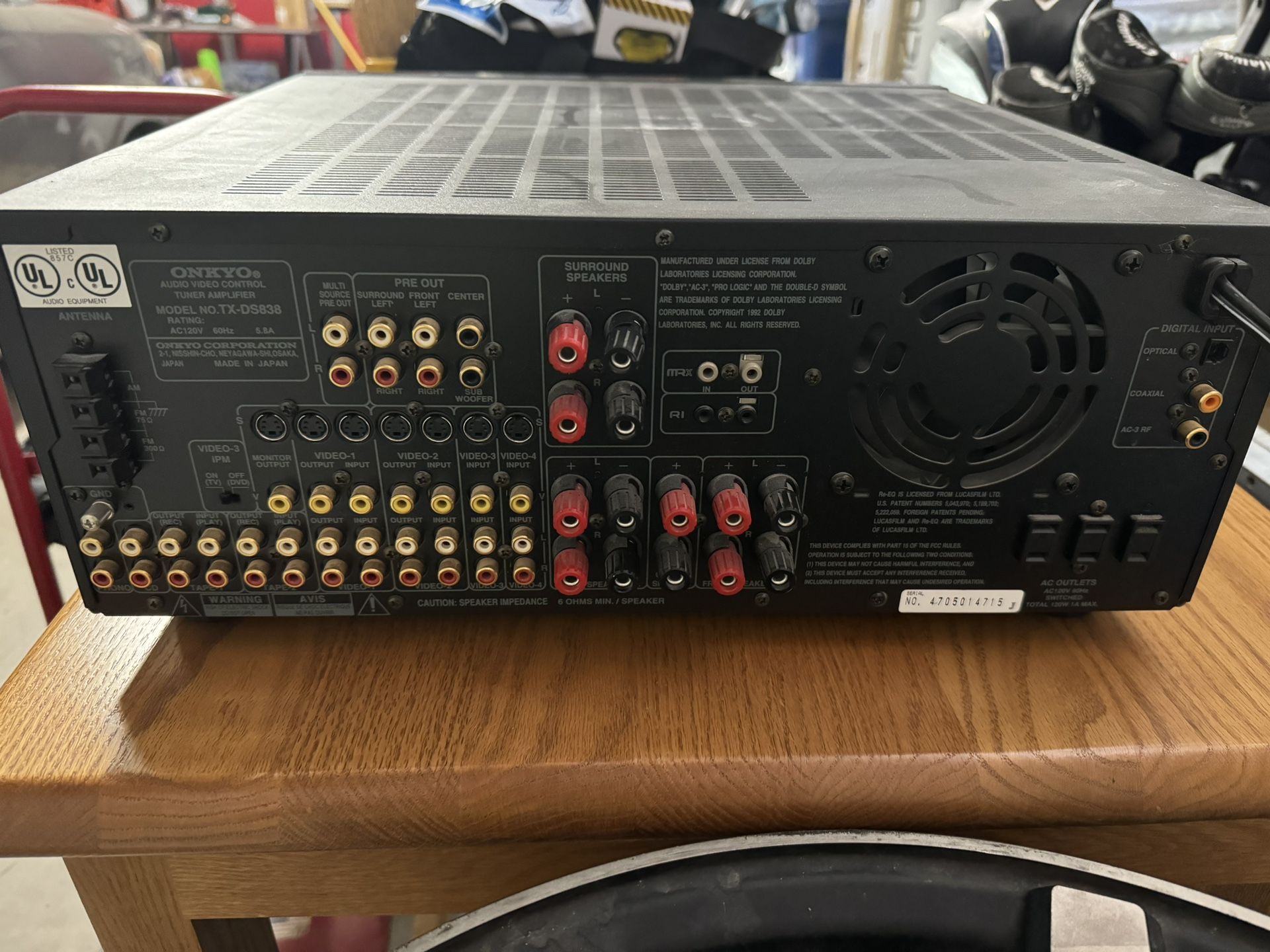 ONKYO Integra Dolby Digital Audio Video Control Tuner Amplifier TX-DS838