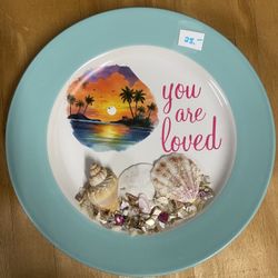7” Glass plate Decorated With Seashells 