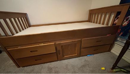 Twin bed with storage.
