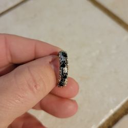 Silver Paw Print And Gem Ring