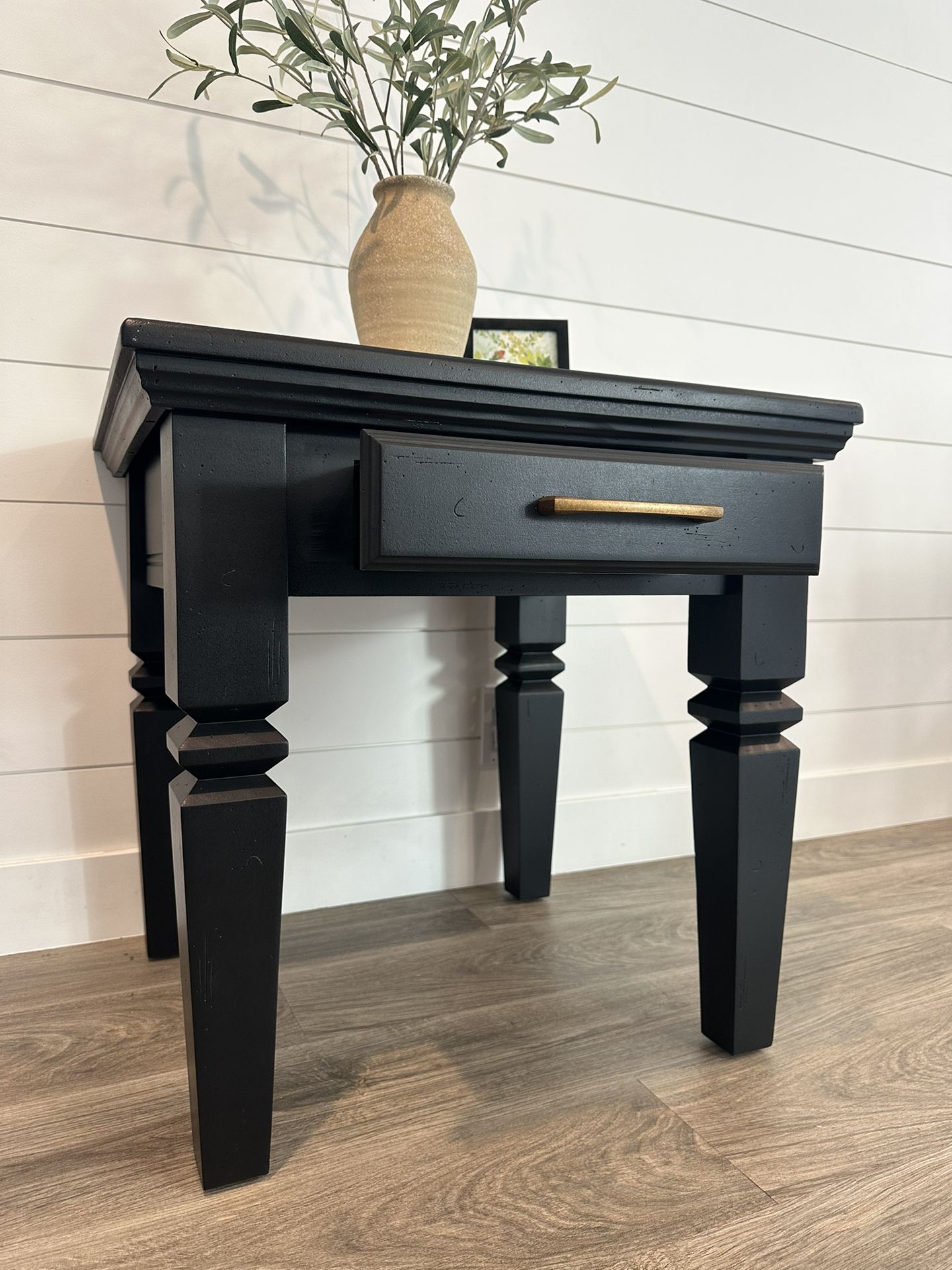 Black End Table Solid Wood
