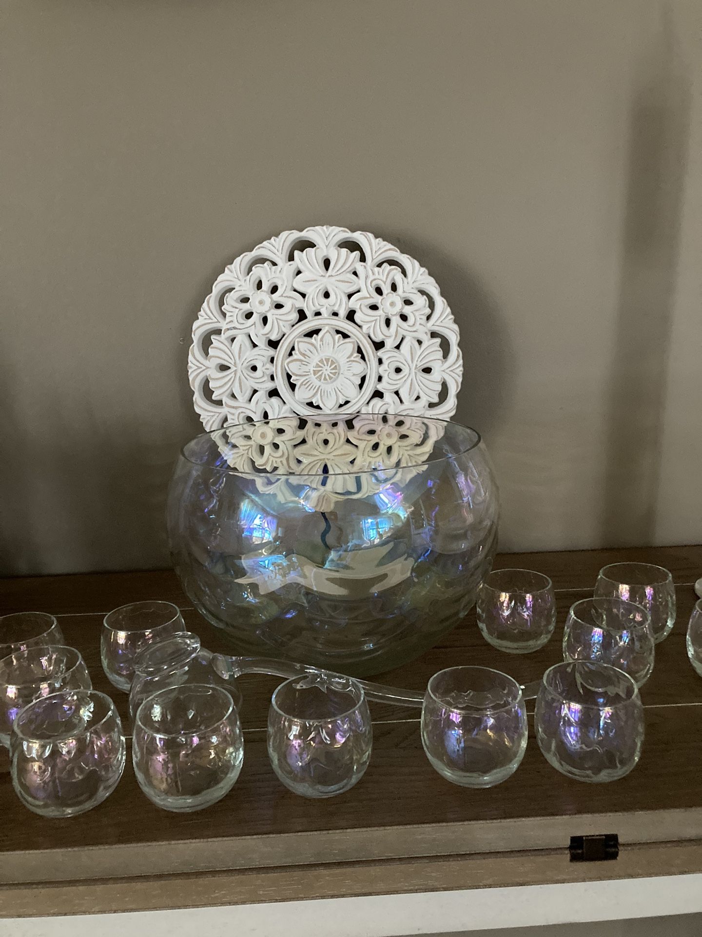 Virginia Luster Crystal Punch Bowl Set