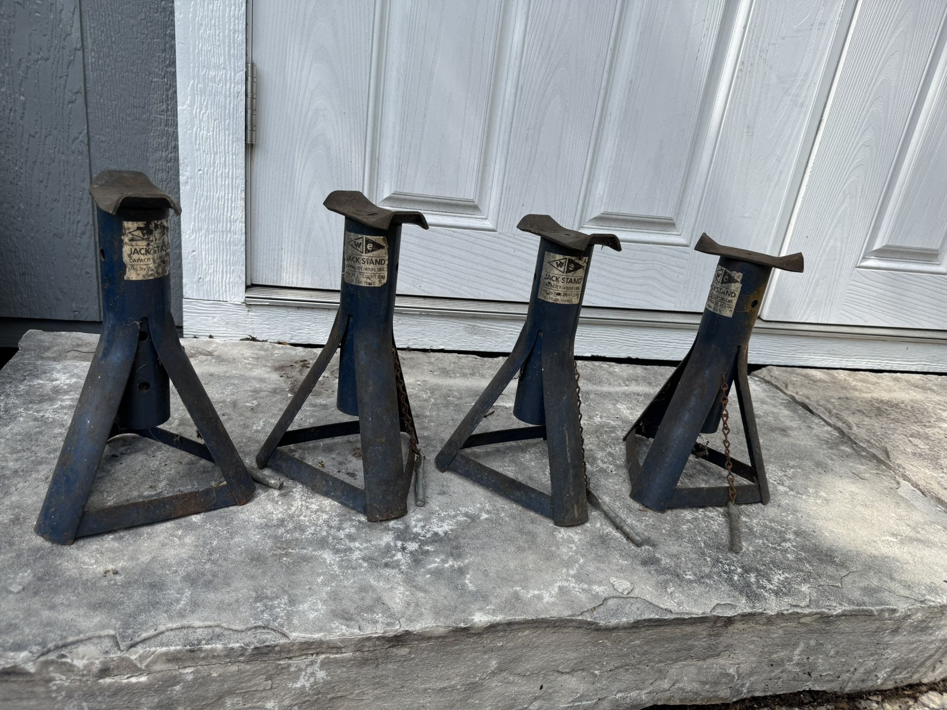 Vintage W.E. 4000 lb Jack Stands – Set of 4 (Made in USA, Tyler, TX)