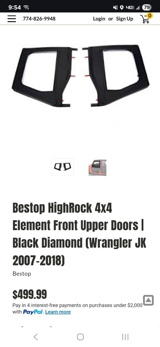 Jeep Wrangler JK Half Door Uppers Bestop