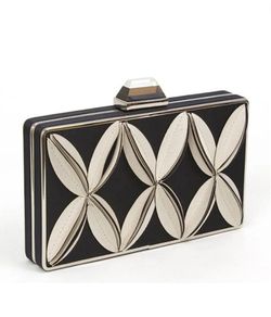 Beaute Fashion Adult Women Satin Box Frame Clutch Cocktail Party Evening Handbag, Stone Clasp Closure, Geometric Design, Detachable Chain Strap Holida