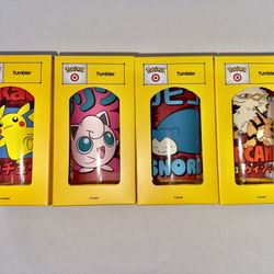 Pokemon x Target Tumbler - Complete Set of 4 Pikachu Jigglypuff Arcanine Snorlax