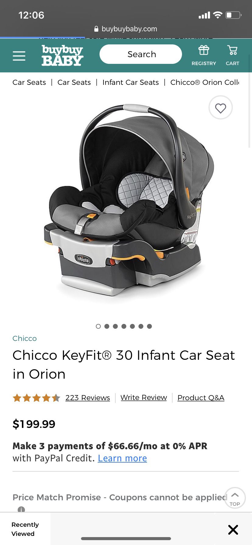 New in box Chicco keyfit 30 Orion infant car seat