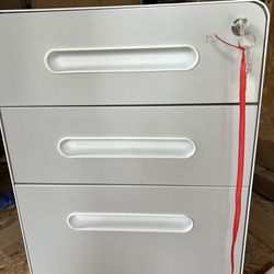 3-Drawer Metal Filing Drawers Lockable Rolling File Cabinet in Grey