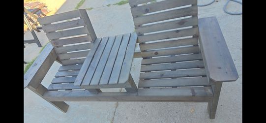 Double Wood Chair with Center Table