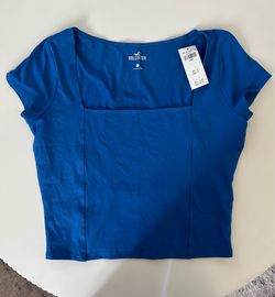Hollister Blue Square Neck Short Sleeve Jersey T-Shirt Size M