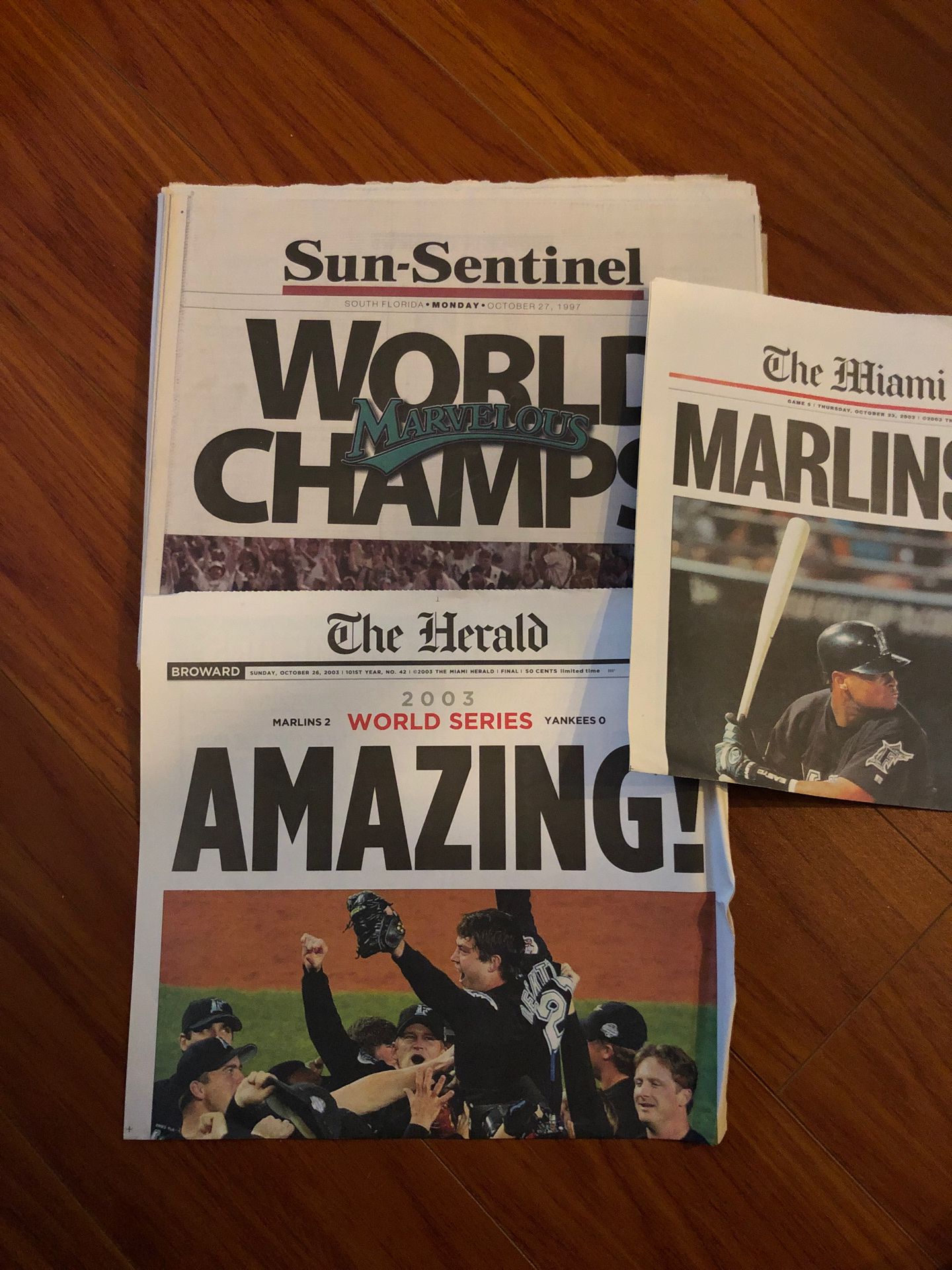 Miami Herald Sun-Sentinel Florida Marlins baseball newspaper world series