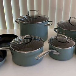 Nuwave 12pc Forged Lightweight Cookware Set, G10 Healthy Duralon Ceramic Ultra Non-Stick Coating, Vented Tempered Glass Lids, Stay-Cool Handles, Induc