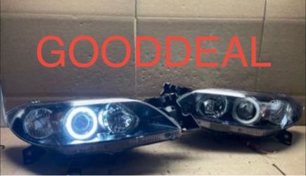 #OH137 2004-2009 Mazda 3 Sedan Halo LED Halogen Headlight Pair Jdm projector lamp light