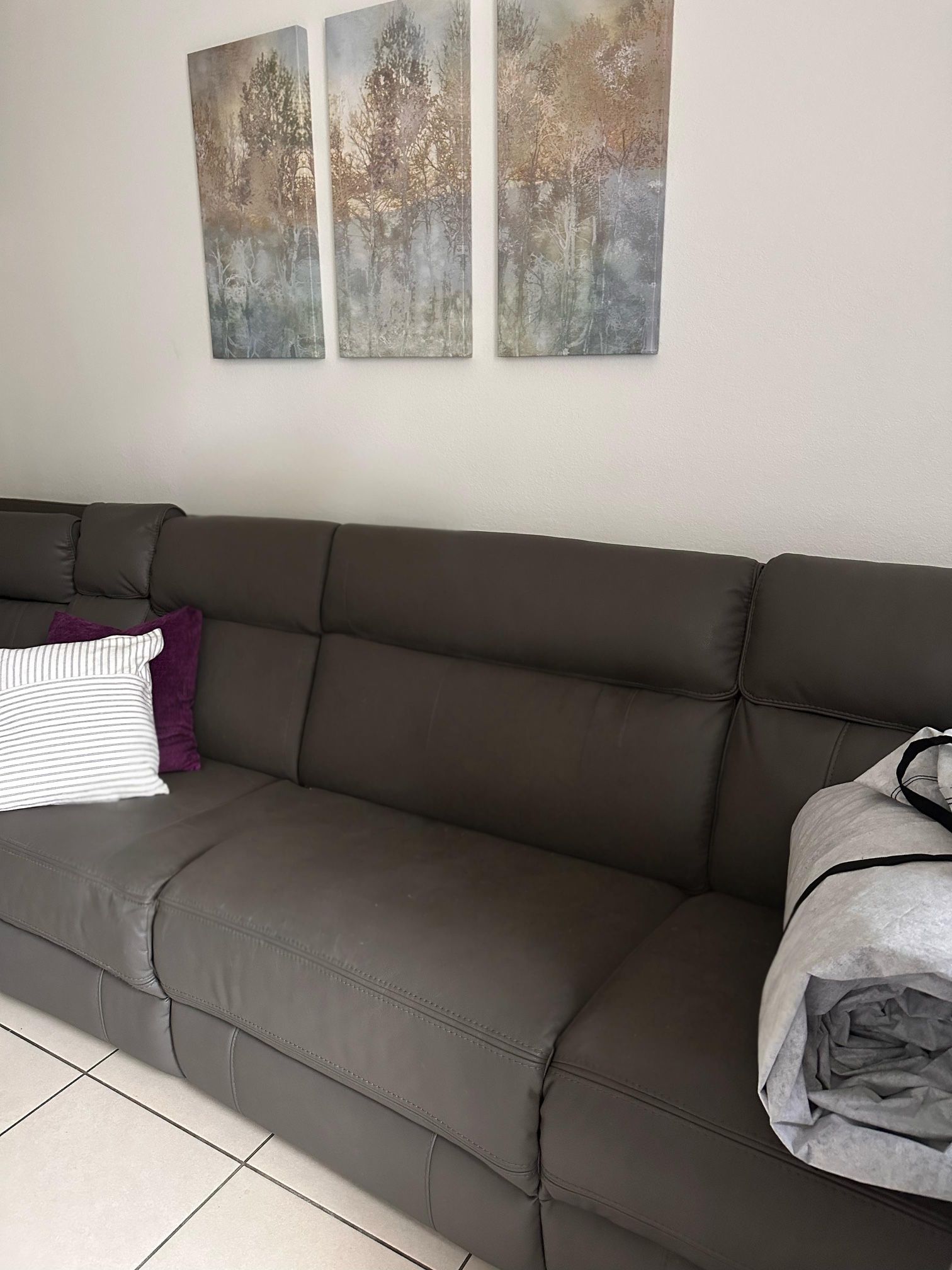 Grey Leather Sofa