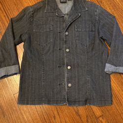 Chico’s XL Woman Jacket Washed Jean In Black 