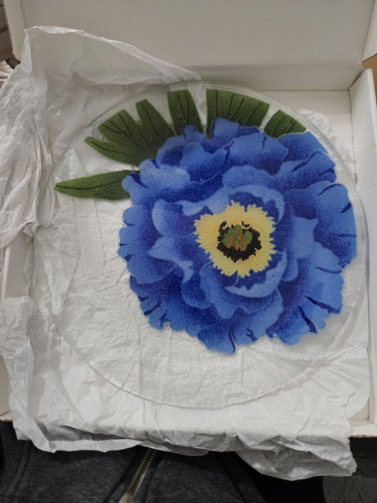 Peggy Karr Blue Peony Round Dish