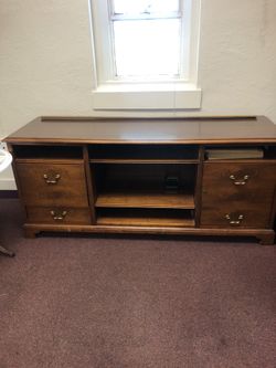 Solid wood desk-credenza