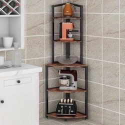 New 5 Tiers Corner Bookshelf Indoor Plant Stand,Rustic Brown  