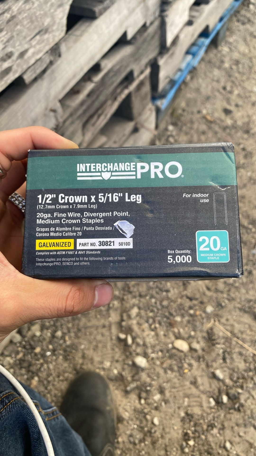 Interchange Pro, 1/2" Crown x 5/16" Leg, Fine Wire - 20ga - 5000bx