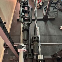 5 Olympic Bars – Rogue Ohio, Titan Cambered, CAP 30lb & Triceps Bar 