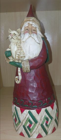 2002 Jim Shore Heartwood Creek "Santa Claus with Cat" Figurine