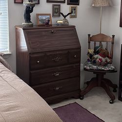 Drop Down Antique Desk With Chair 