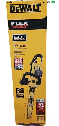 DEWALT FLEXVOLT 60V MAX 18in. Brushless Cordless Battery Powered Chainsaw (Tool Only)