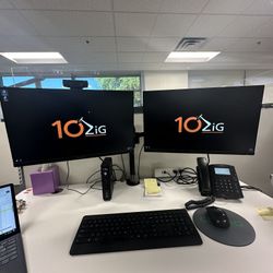 Two 24 Inch View Sonic Monitors With Dual Arm Stand