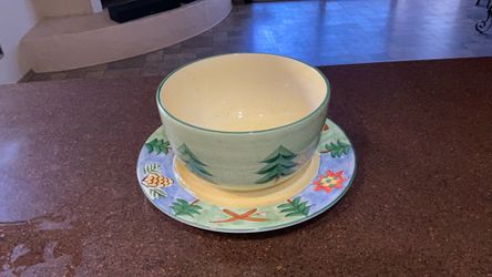 HOLIDAY CERAMIC BOWL AND PLATTER