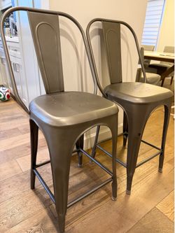 2x restoration hardware bar island stools chairs