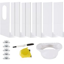 Portable AC Window Vent Kit, 6 Pcs Adjustable Range 17-93 inch Sliding Window Kit Reinforced PVC Plate for AC Unit, Air Conditioner Window Seal for 5.