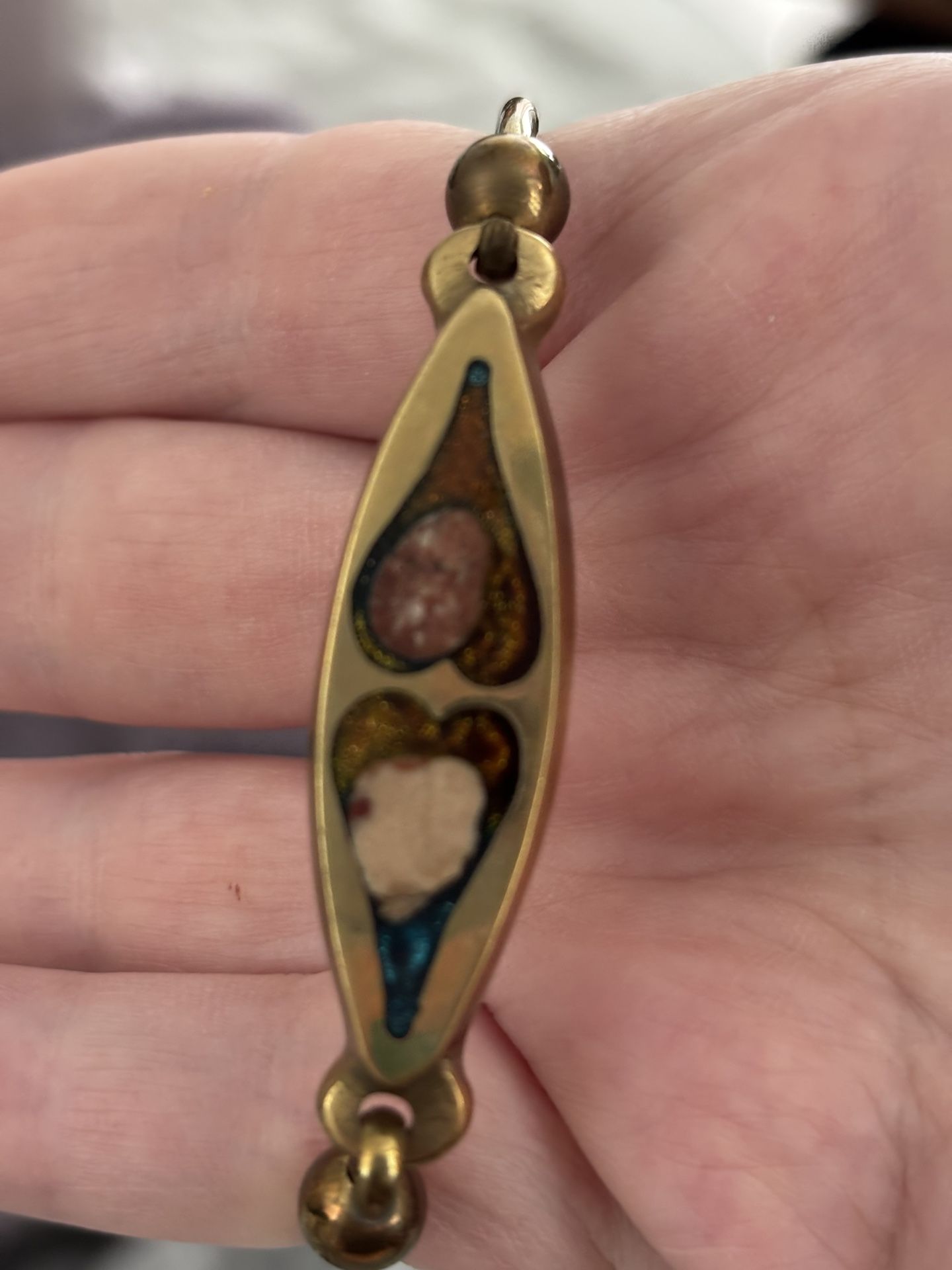 1970’s Hinged Brass Agate Bracelet And Necklace