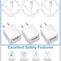 iPhone Charger, 3 Pack USB Wall Charger Compatible with iPhone 14 13 12 11 Pro Max XR XS X 8 7 6 Plus, iPad with 3Ft USB Fast Charging Cable 