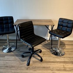 Folding Computer Desk + Chair + 2 Stools