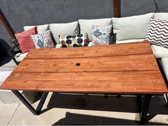 Outdoor patio wood table
