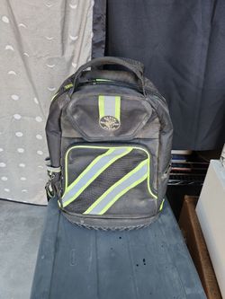 Klein Tools Tradesman Pro High Visibility Tool Bag Backpack (Model 55597).