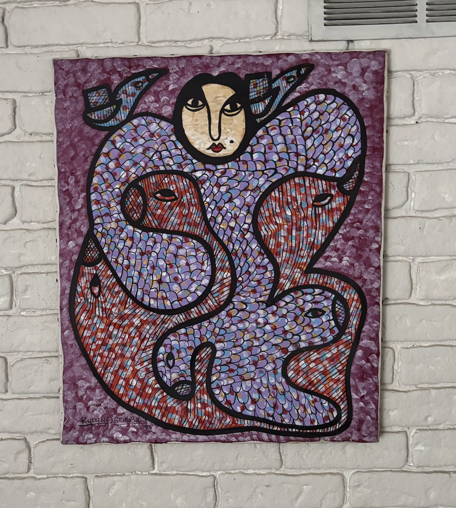 Haitian Artist Roland St. Hubert Signed 20 X 24 Canvas - 1993